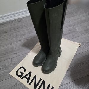 GANNI Tall Green Rain Boots